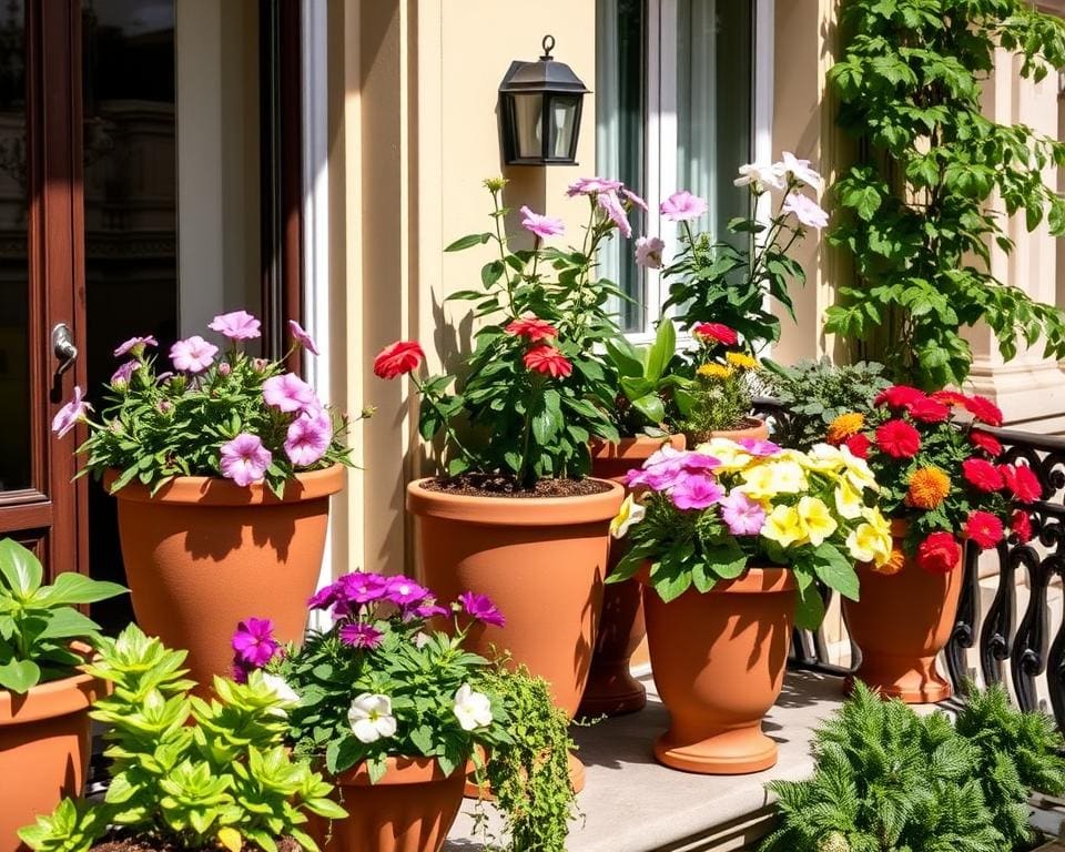 Terrakotta Pflanzgefäße Balkon