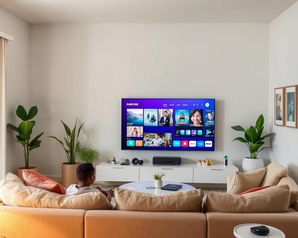 Fernseher mit Internetzugang im vernetzten Wohnzimmer