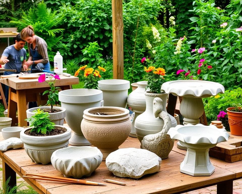 Gartenaccessoires aus Beton selber machen