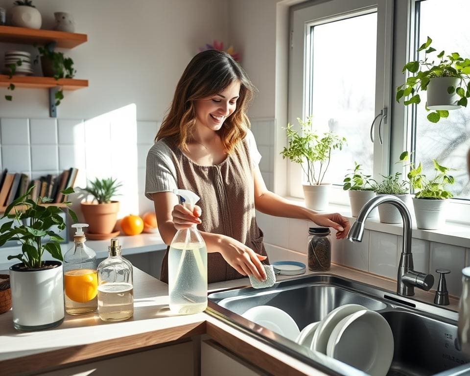 Natürliche Hausreinigung mit biologisch abbaubaren Reinigungsmitteln